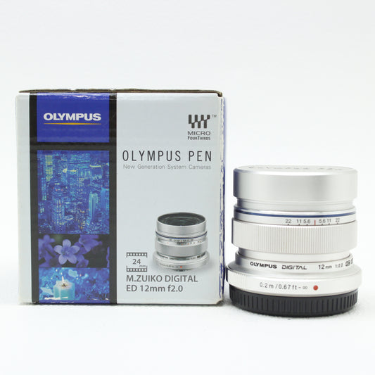 中古 【お客様専用品】OLYMPUS M.ZUIKO ED12mm F2.0 シルバー　【7月12日(土)Youtube生配信でご紹介】　